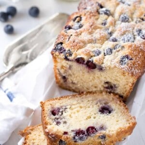 Blueberry Coconut Muffin Cake on a butter paper