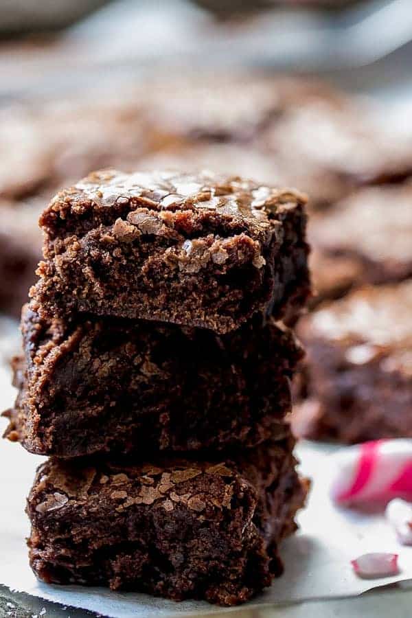 Candy Cane Fudge Brownies https://cafedelites.com