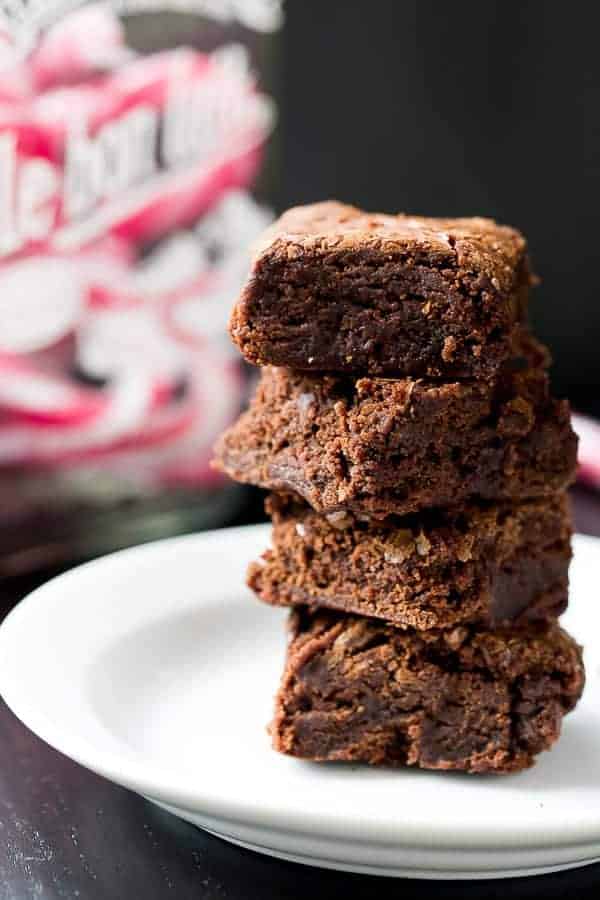 Candy Cane Fudge Brownies https://cafedelites.com