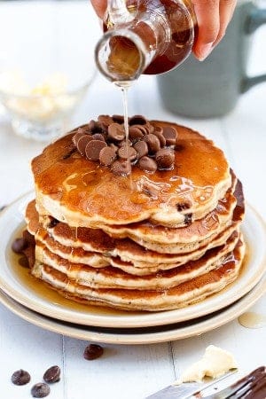 Whole Wheat Choc Chip Banana Bread Pancakes