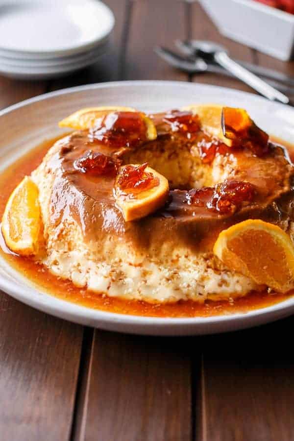 Orange Creme Caramel with Toffee Shards | https://cafedelites.com