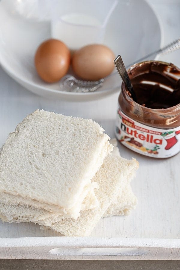 Raw ingredients for Nutella Fruit French Toast Cannoli 