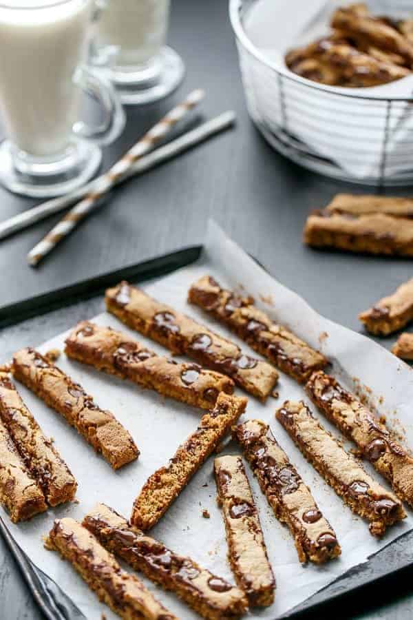 Low Fat Chocolate Chip Cookie Sticks | https://cafedelites.com