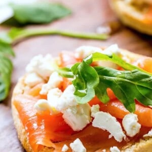 Super zoom in image of Smoked Salmon and Goats Cheese