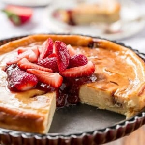 A slice missing from Strawberry Swirl Cheesecake