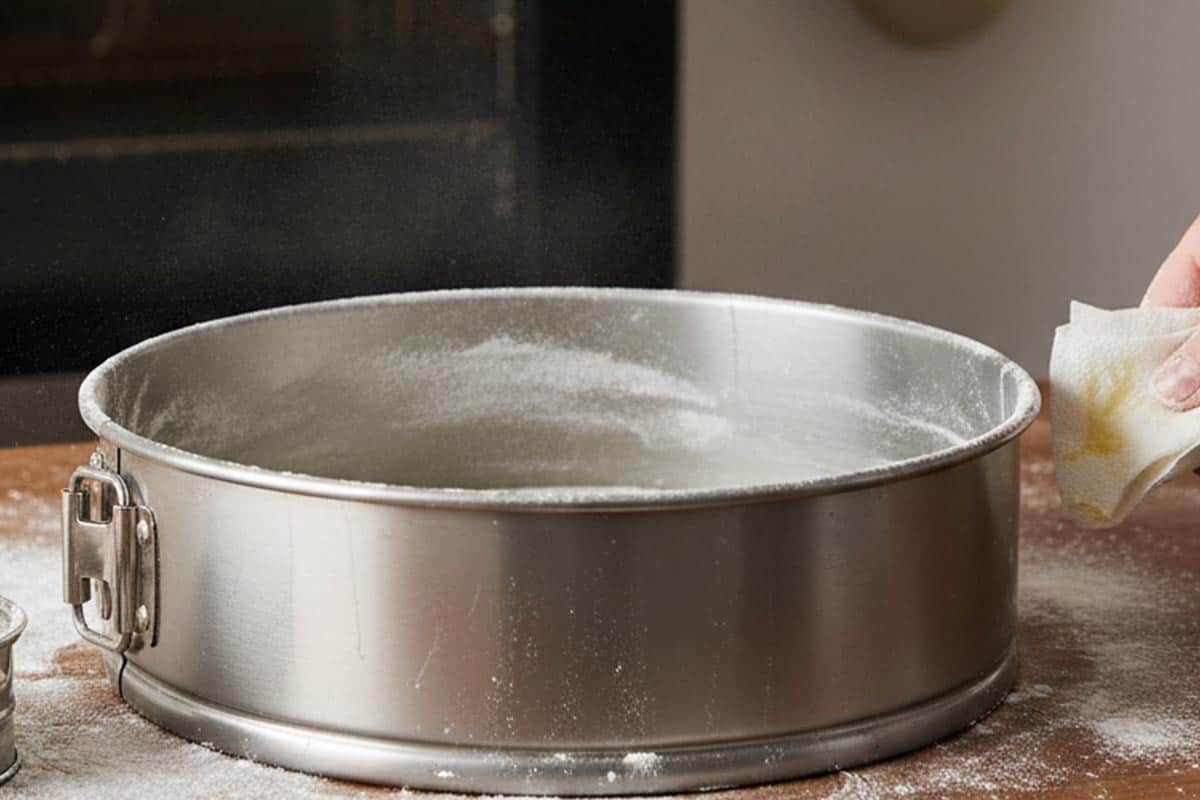 Greased and dust lightly a medium springform pan.