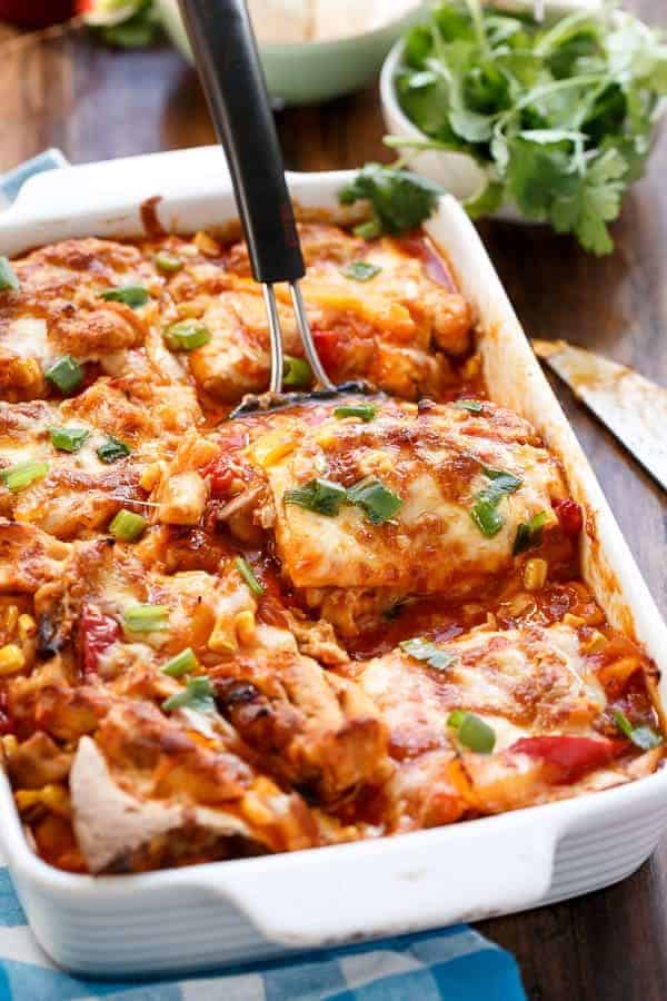 Chicken and Corn Enchilada Bake