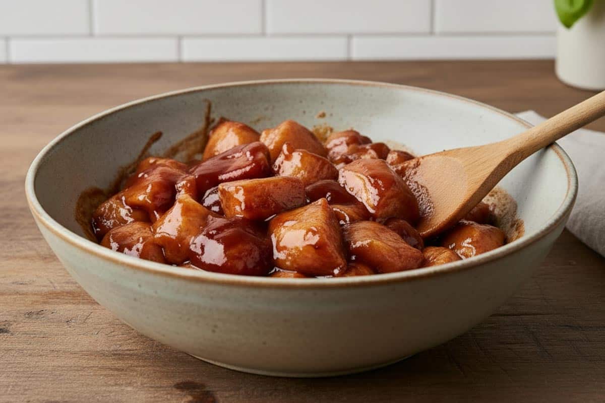 Added the chicken pieces in the bowl.