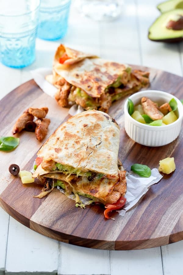 Bbq Chicken Pizzadilla https://cafedelites.com