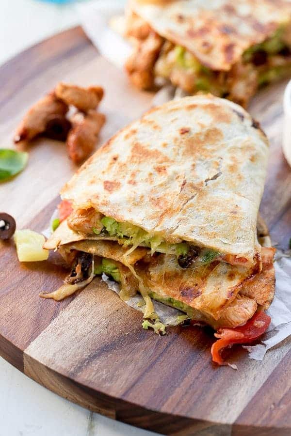 Bbq Chicken Pizzadilla https://cafedelites.com