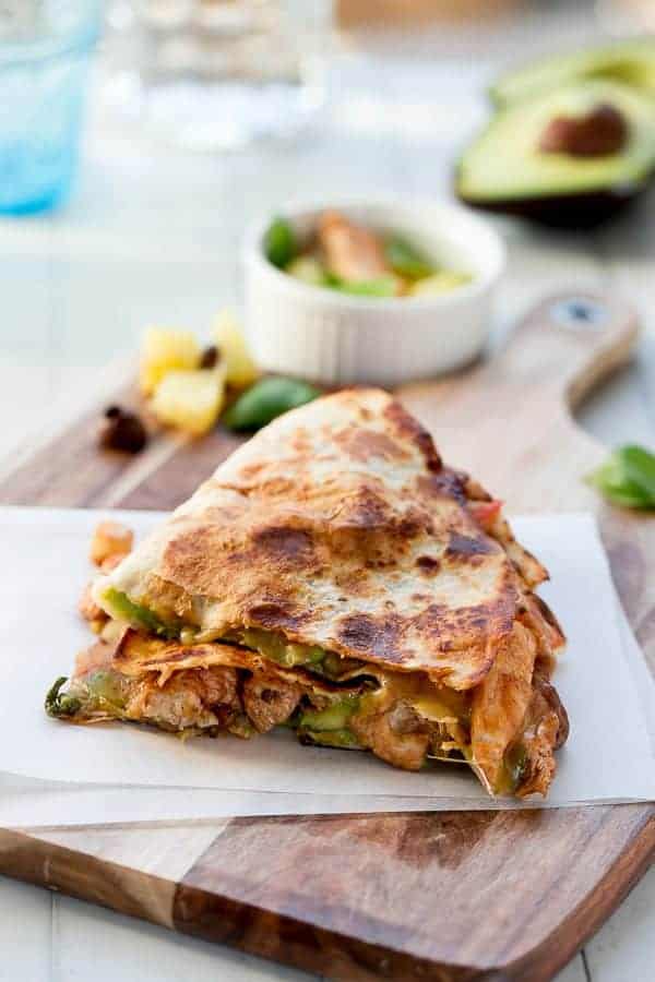 Barbecue Chicken pizza flavours smothered chicken with creamy avocado wrapped in a warmed  Barbecue Chicken Pizzadilla (Pizza Quesadilla)