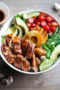 Lime and Garlic Barbecue Chicken Salad in a bowl