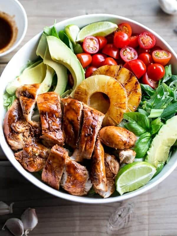 Lime and Garlic Barbecue Chicken Salad in a bowl