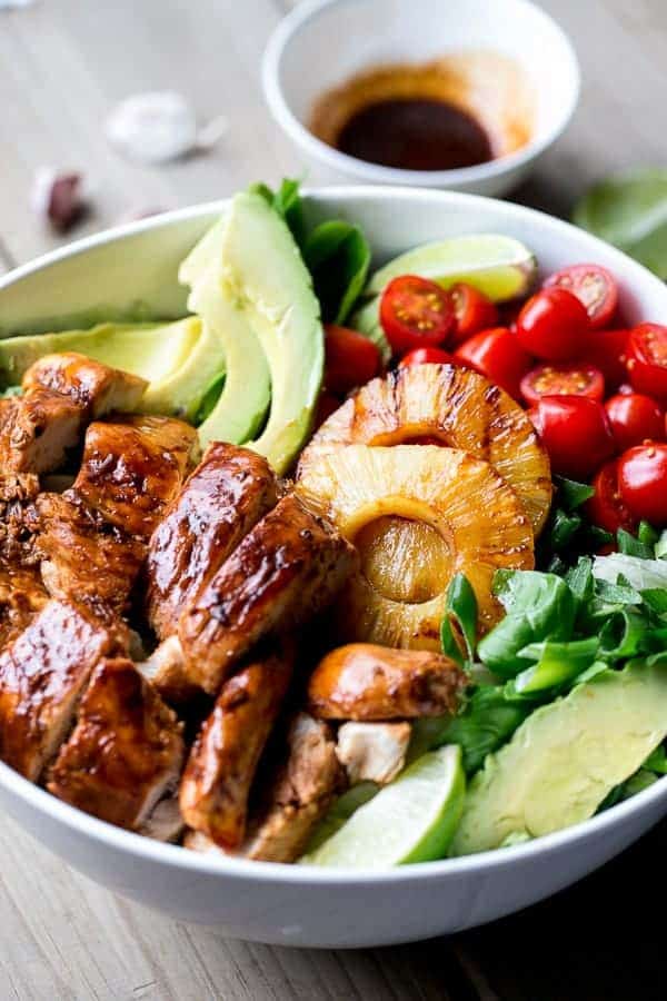  Barbecue sauce smothered chicken with garlic and a hint of lime Garlic and Lime Barbecue Chicken Salad