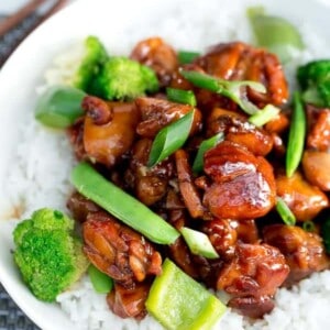 Simple Chicken Teriyaki Stir Fry on a plate