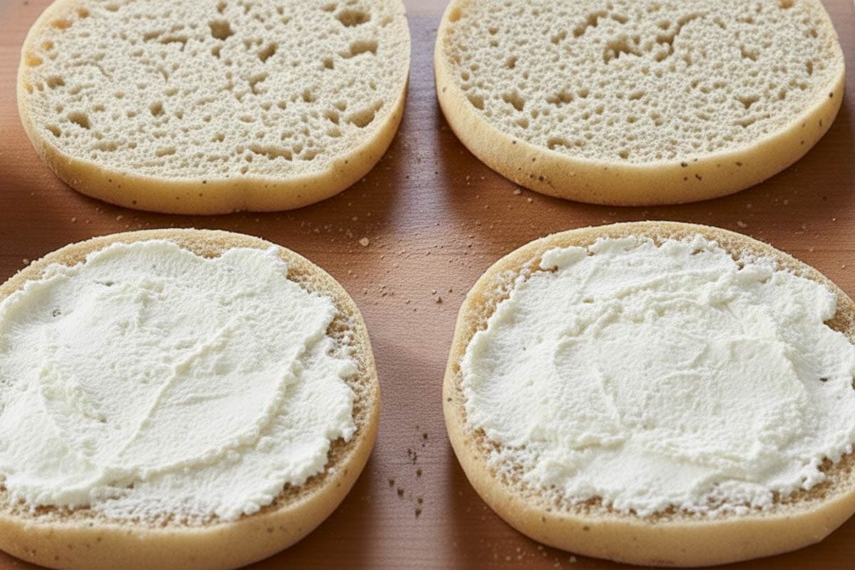Spread the Ricotta on the two slices of bread. - 5