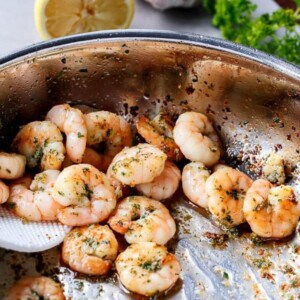 Lemon Paprika Garlic Prawns (Shrimp) in a pan