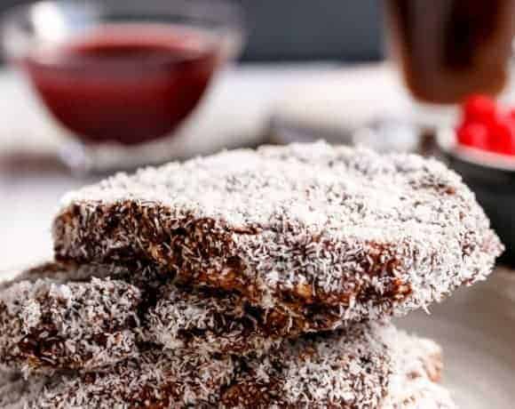 Lamington French Toast with Jam Syrup | https://cafedelites.com