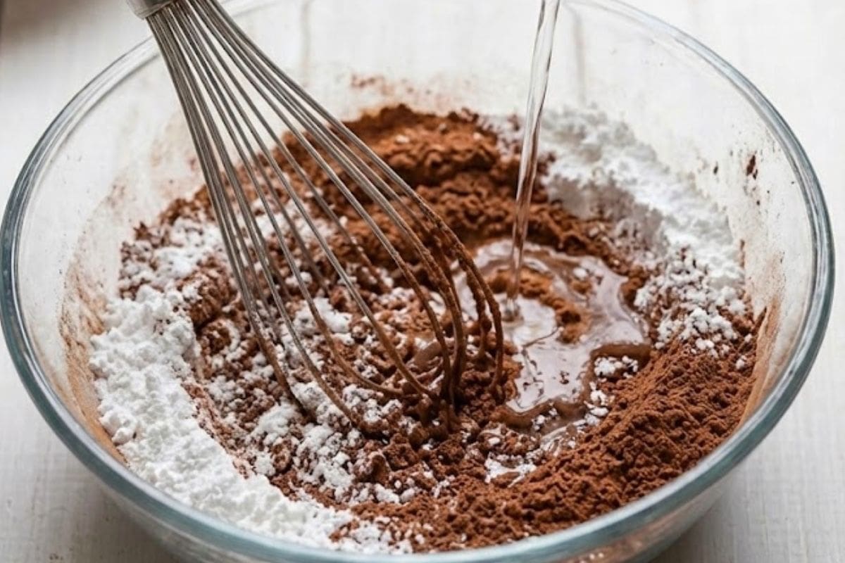  In a shallow bowl, whisk the icing sugar and cocoa powder together - 5