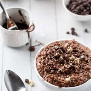 Nutella Double Hot Chocolate Oatmeal (Porridge) in a bowl