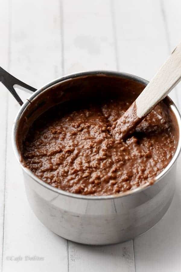 A creamy oatmeal made from hot chocolate Nutella Hot Chocolate Oatmeal (Porridge)