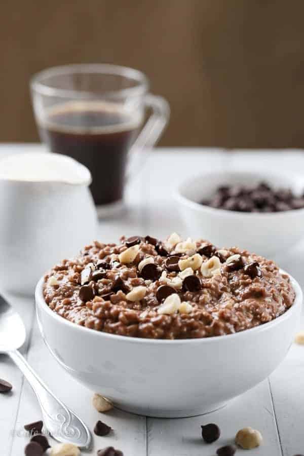 Nutella Hot Chocolate Oatmeal | https://cafedelites.com