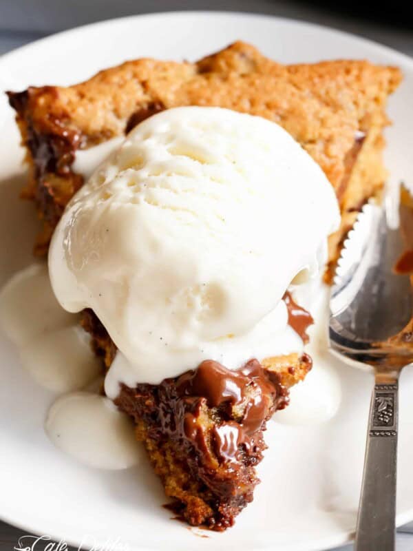 Nutella Skillet Cookie with ice cream scoop