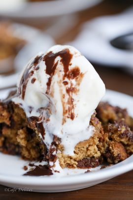 Peanut Butter Choc Chip Deep Dish Skillet Cookie (Low Fat)