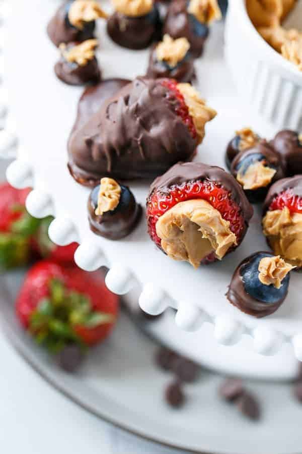 Peanut Butter Stuffed Chocolate Covered Berries