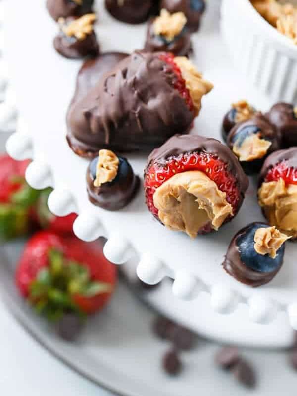 Peanut Butter Stuffed in Berries with chocolate