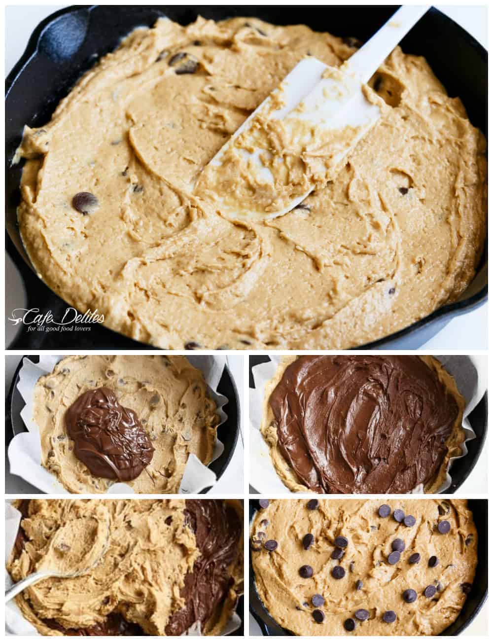 How To Make A Nutella Stuffed Skillet Cookie | cafedelites.com