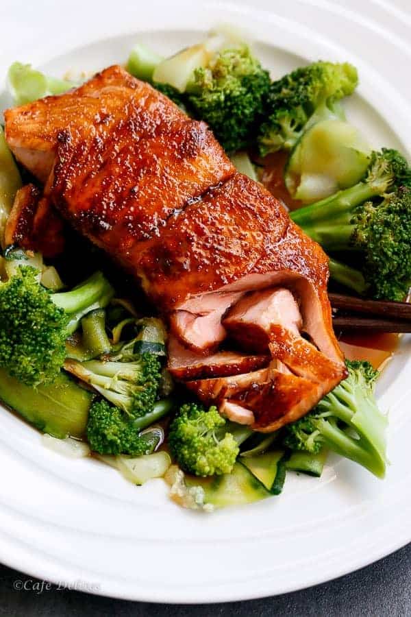 Teriyaki Glazed Salmon | https://cafedelites.com