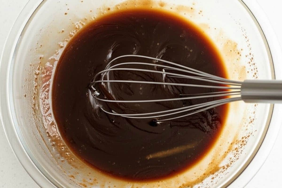 Combine soy sauce, sake, mirin, brown sugar, vinegar and garlic powder in a bowl.