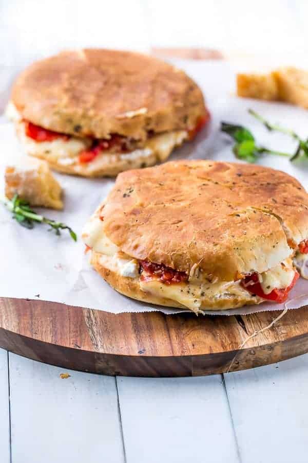 Focaccia Three-Cheese Italian Grilled Cheese | https://cafedelites.com