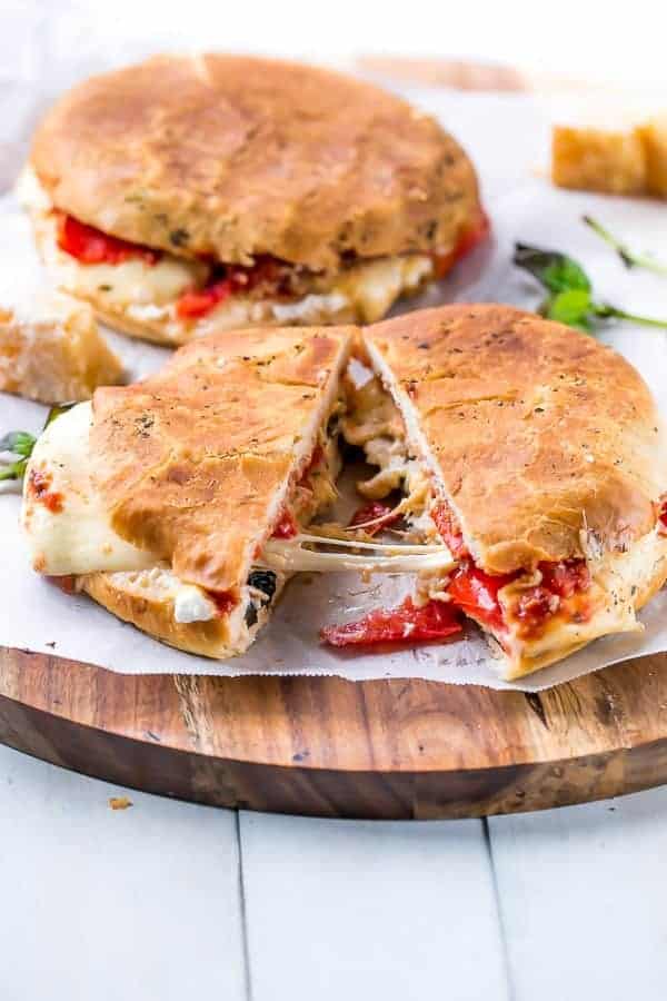 Warm and toasted focaccia filled with three different types of cheeses Focaccia Three-Cheese Italian Grilled Cheese