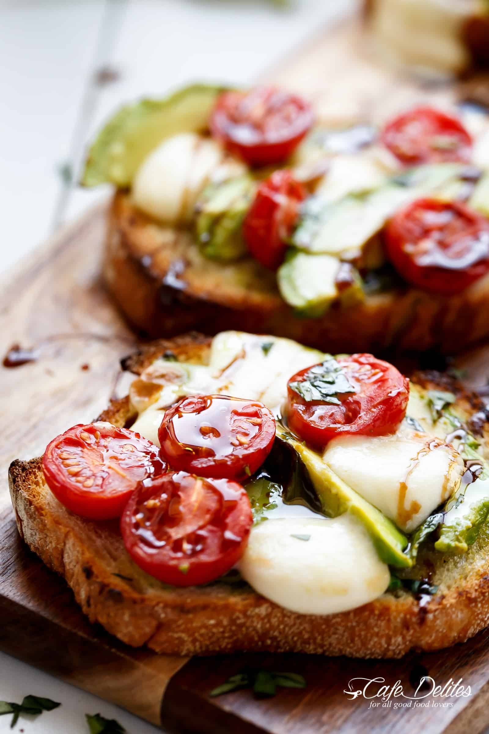 Crostini piled high with caprese ingredients!