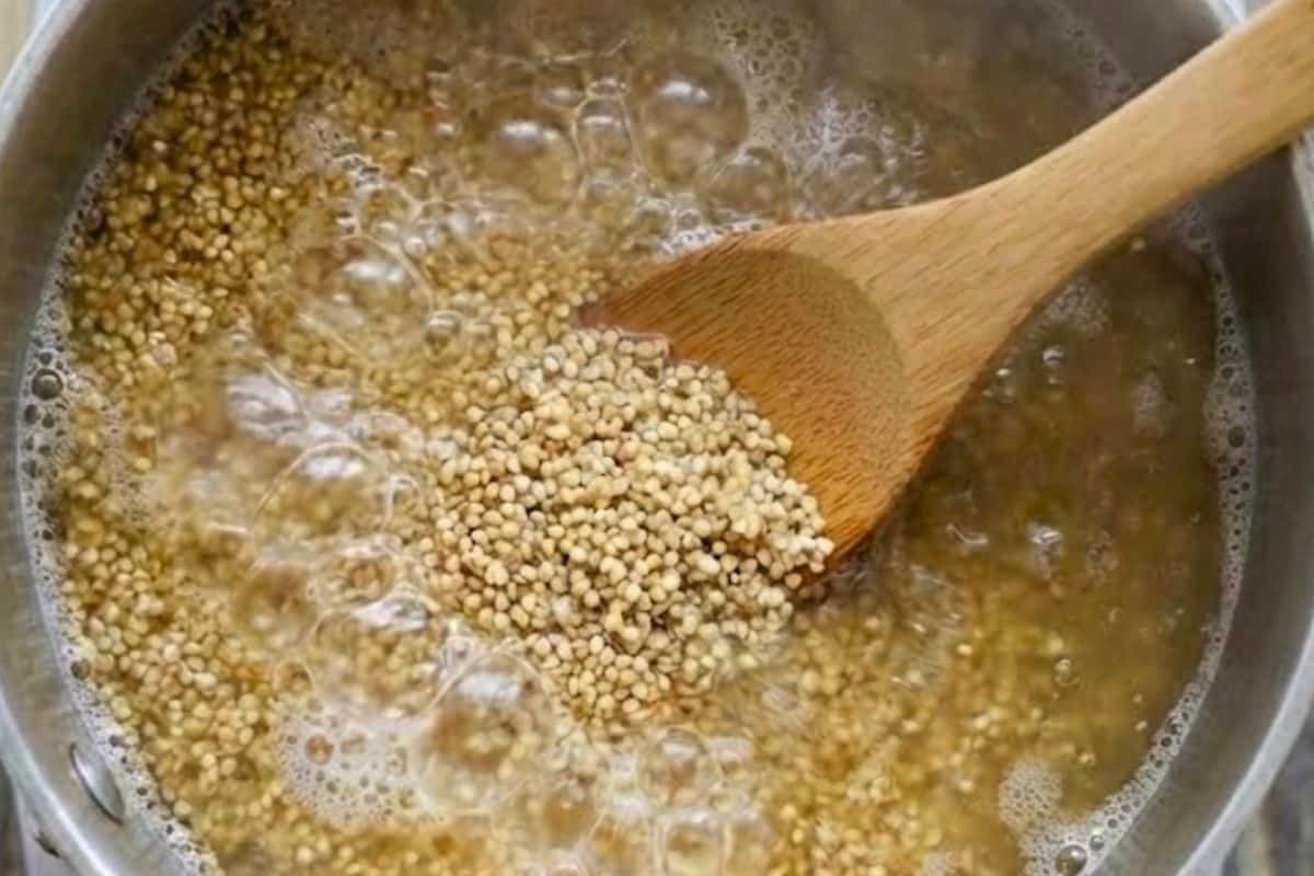 Combine quinoa, stock and salt in a saucepan and boil - 3