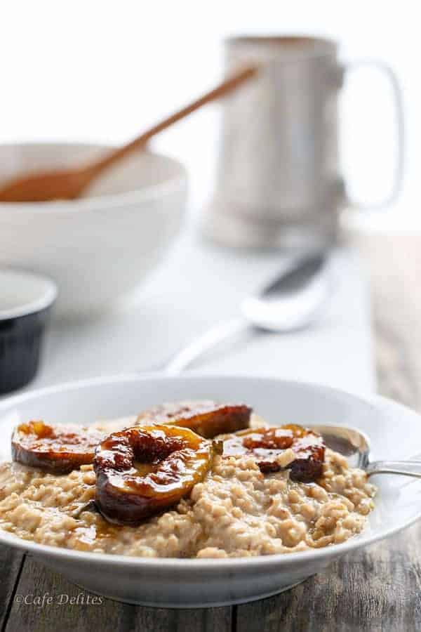 Caramelized Fig Toasted Oatmeal with crushed pistachios and pecans Caramelized Fig Toasted Oatmeal