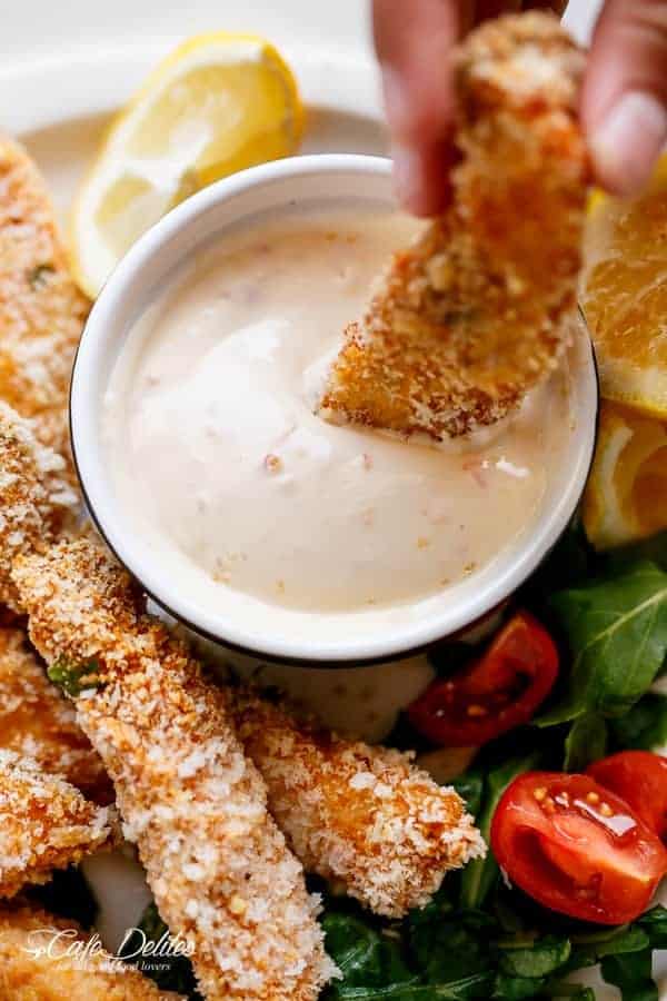 Crispy Garlic Chicken Strips with Sweet Chilli Mayo Crispy Garlic Chicken Strips with Sweet Chilli Mayo