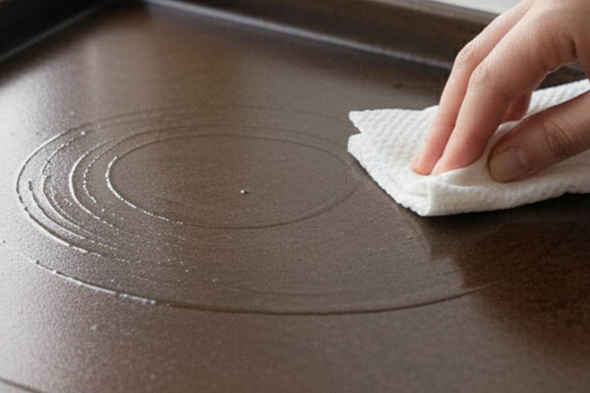 Greased baking trays with oil. Wiping with a paper towel to remove excess. - 3