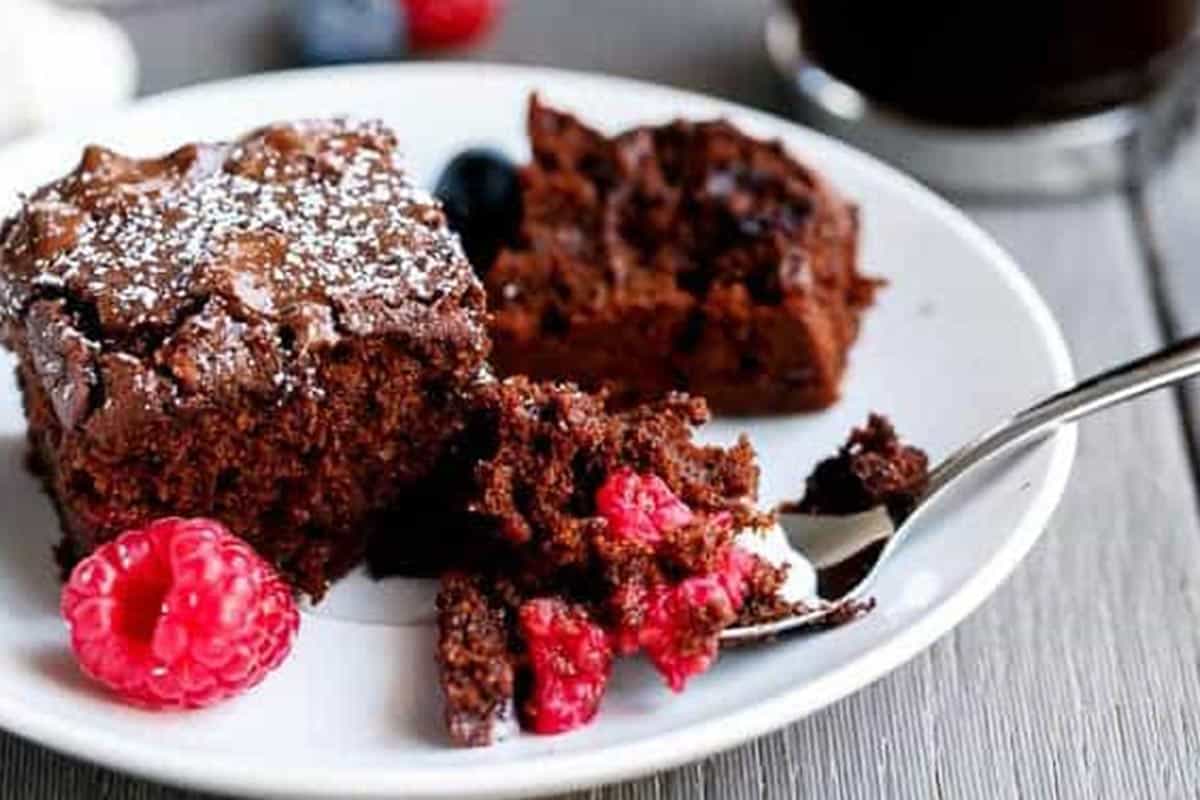 Close-up shot of Mixed Berry Brownies.