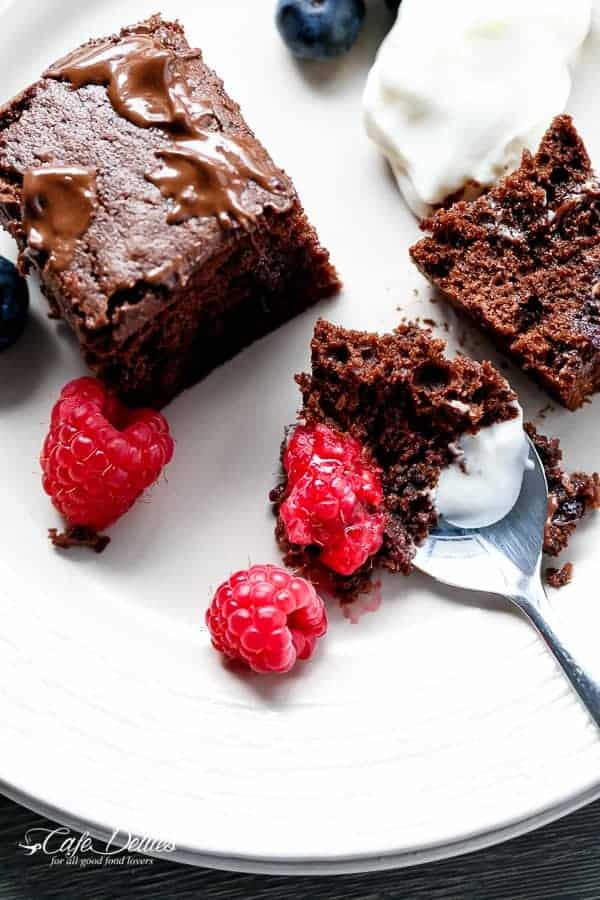 Sweet blueberries and tart raspberries baked into a chocolate Nutella brownie filled with  Mixed Berry Nutella Brownies