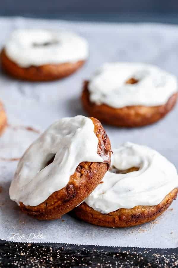 Nutella Stuffed Baked Banana Bread Donuts | https://cafedelites.com