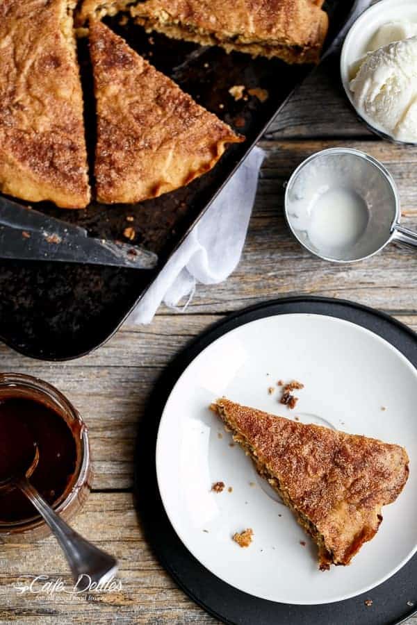 Nutella Stuffed Deep Dish Churro Skillet Cookie  Nutella Stuffed Deep Dish Churro Skillet Cookie