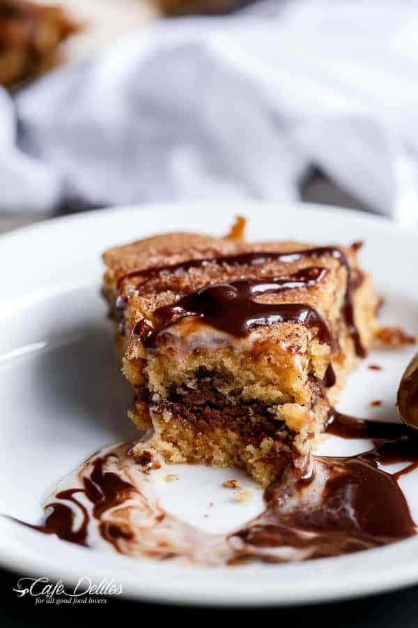 Nutella Stuffed Deep Dish Chocolate Chip Skillet Cookie - Cafe Delites