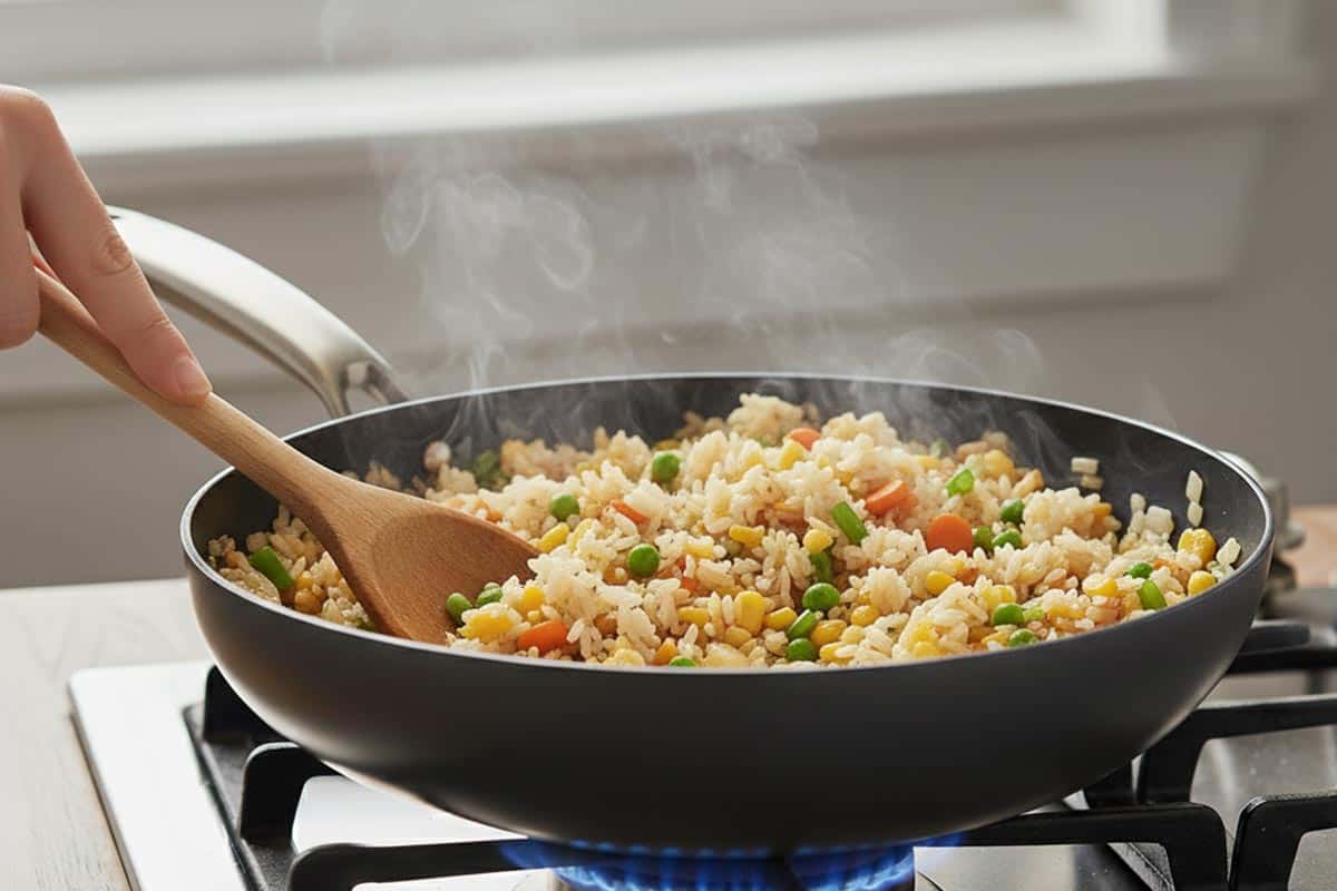 Stirred in the rice.