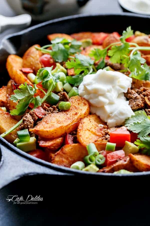  crispy wedges topped with Mexican Taco beef mince Smokey Mexican Beef Wedges