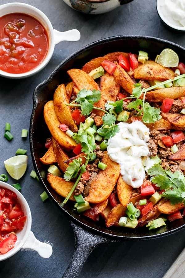  crispy wedges topped with Mexican Taco beef mince Smokey Mexican Beef Wedges