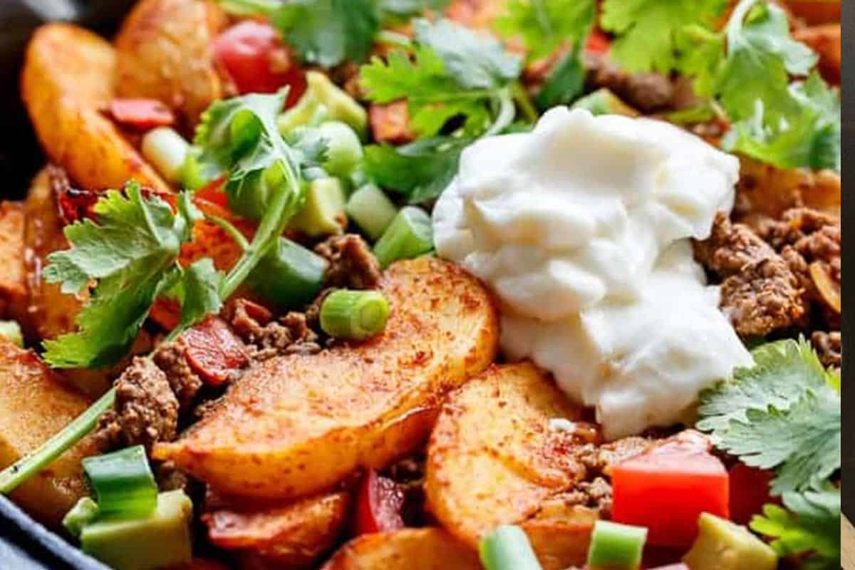 Close-up shot of Smokey Mexican Beef Wedges.