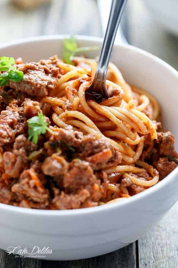 Spaghetti Bolognese | https://cafedelites.com